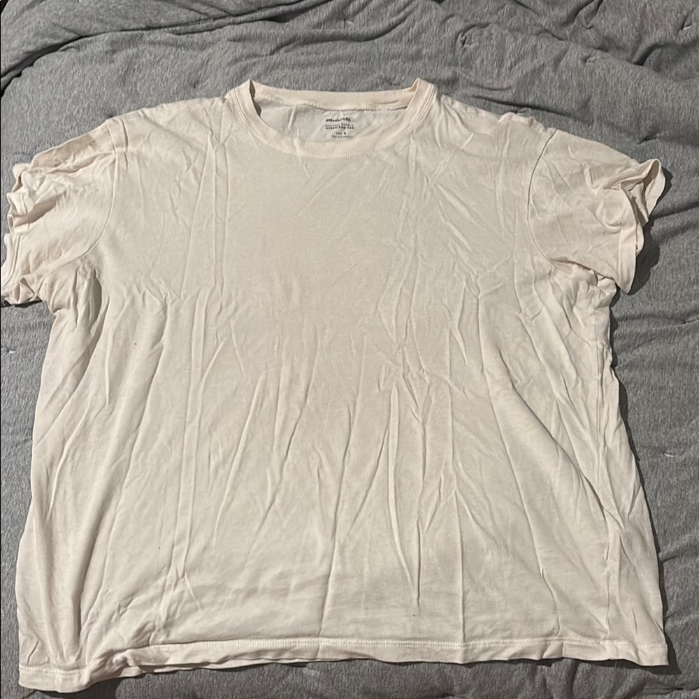 Madewell Softfade Cotton Oversized Tee in Cream